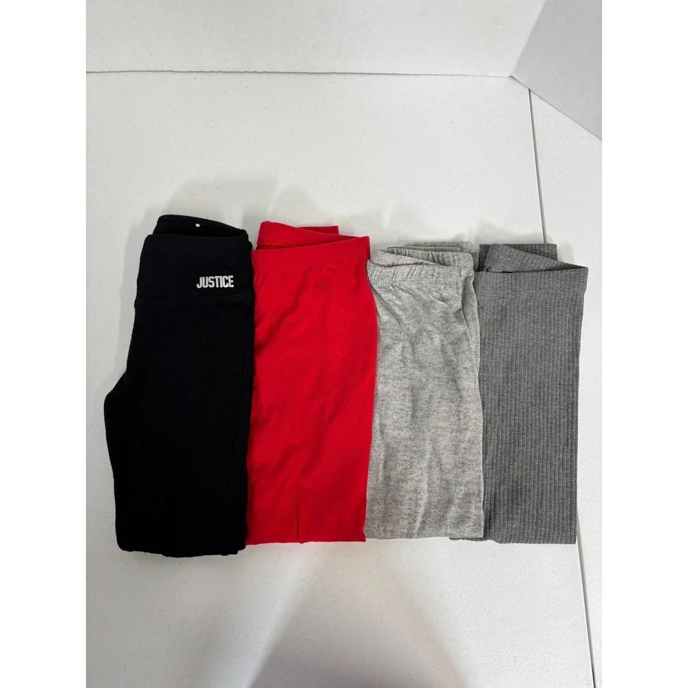 Justice Arizona RBX Girls Leggings Bundle Size 7/8 Black Red Gray 4 Pairs